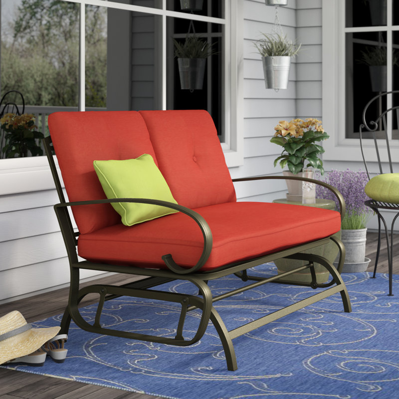 Fleur De Lis Living Courtois Outdoor Glider Bench with Cushions